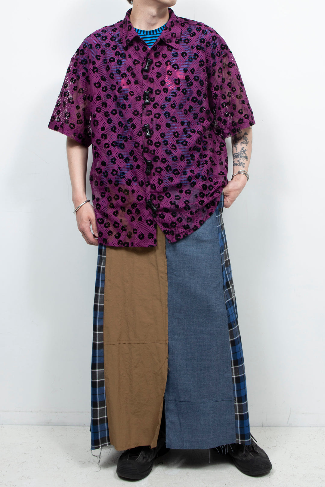 Two tone leopard print casual shirt Pink