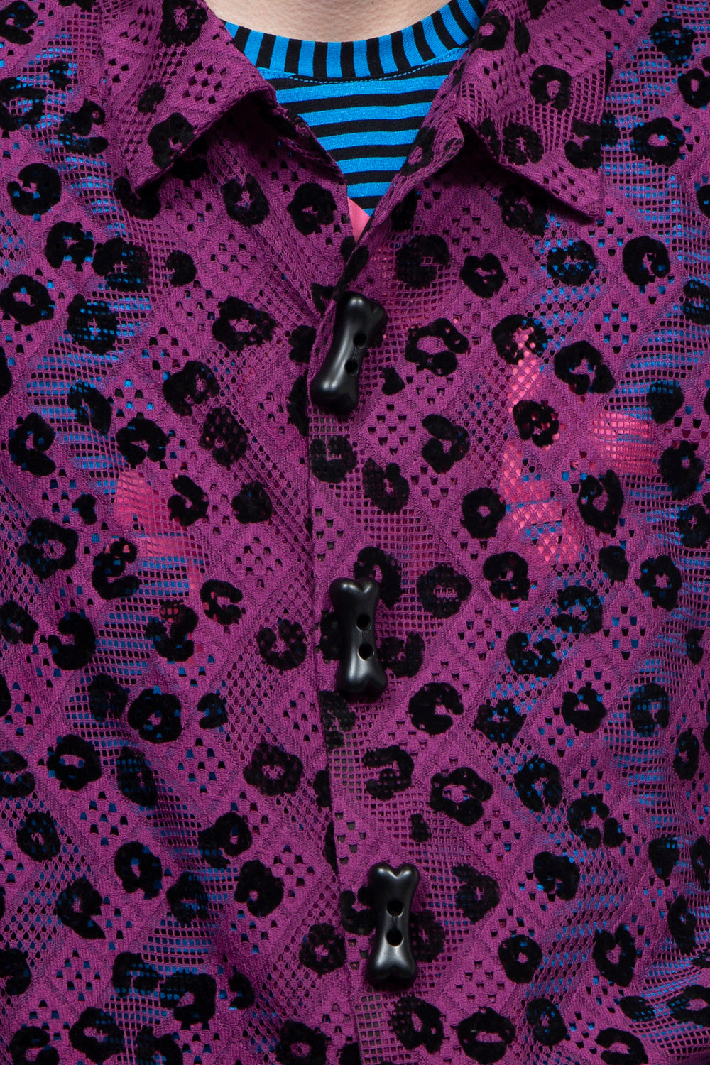 Two tone leopard print casual shirt Pink