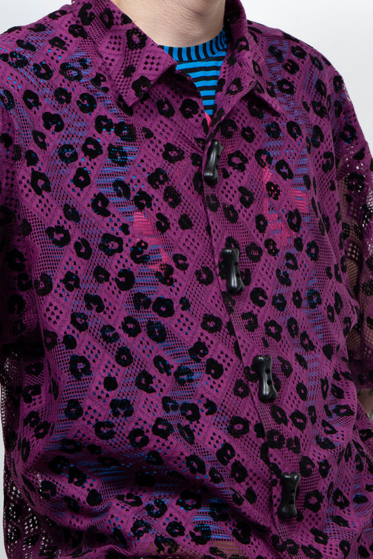 Two tone leopard print casual shirt Pink