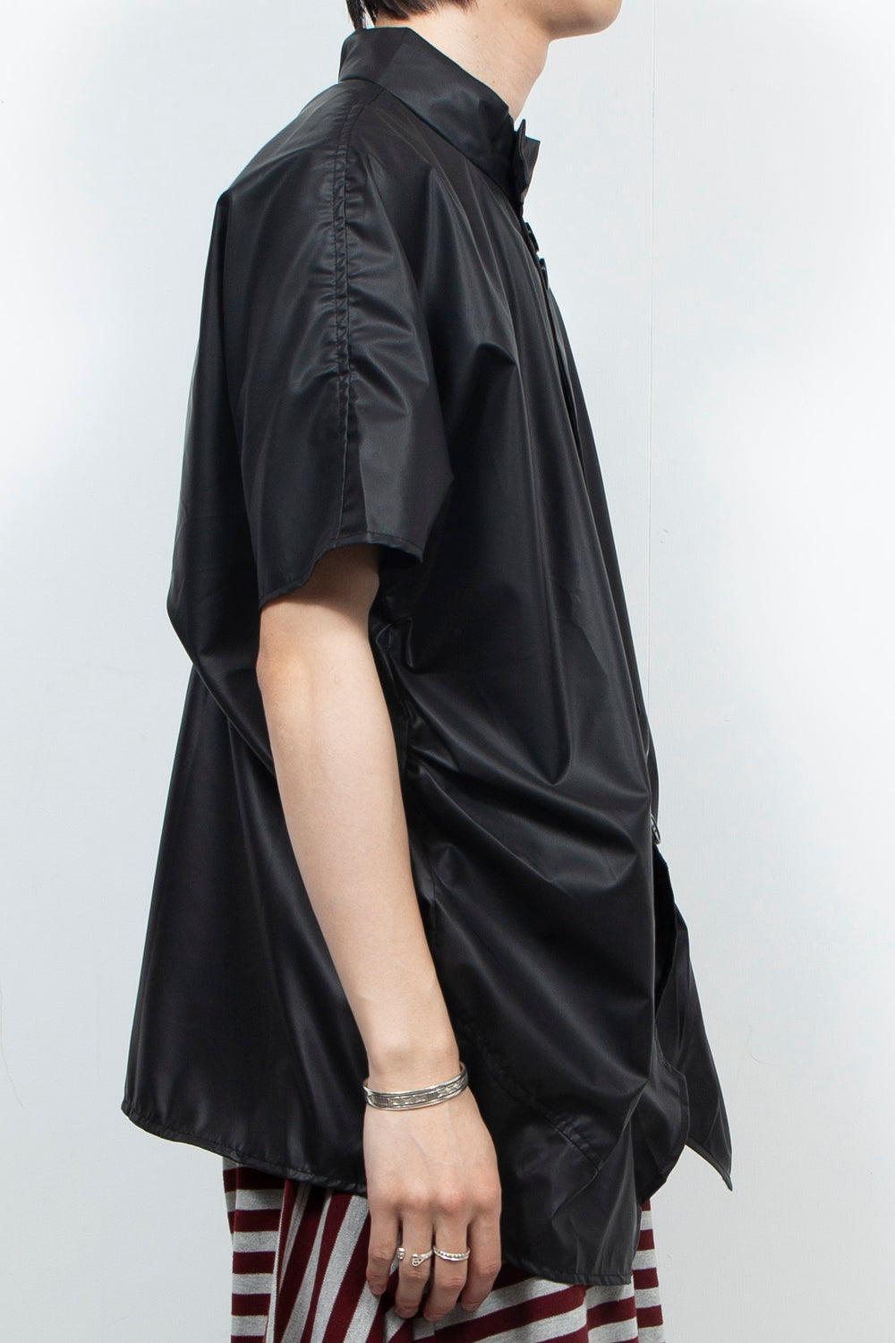 Black patent leather plastic shirt