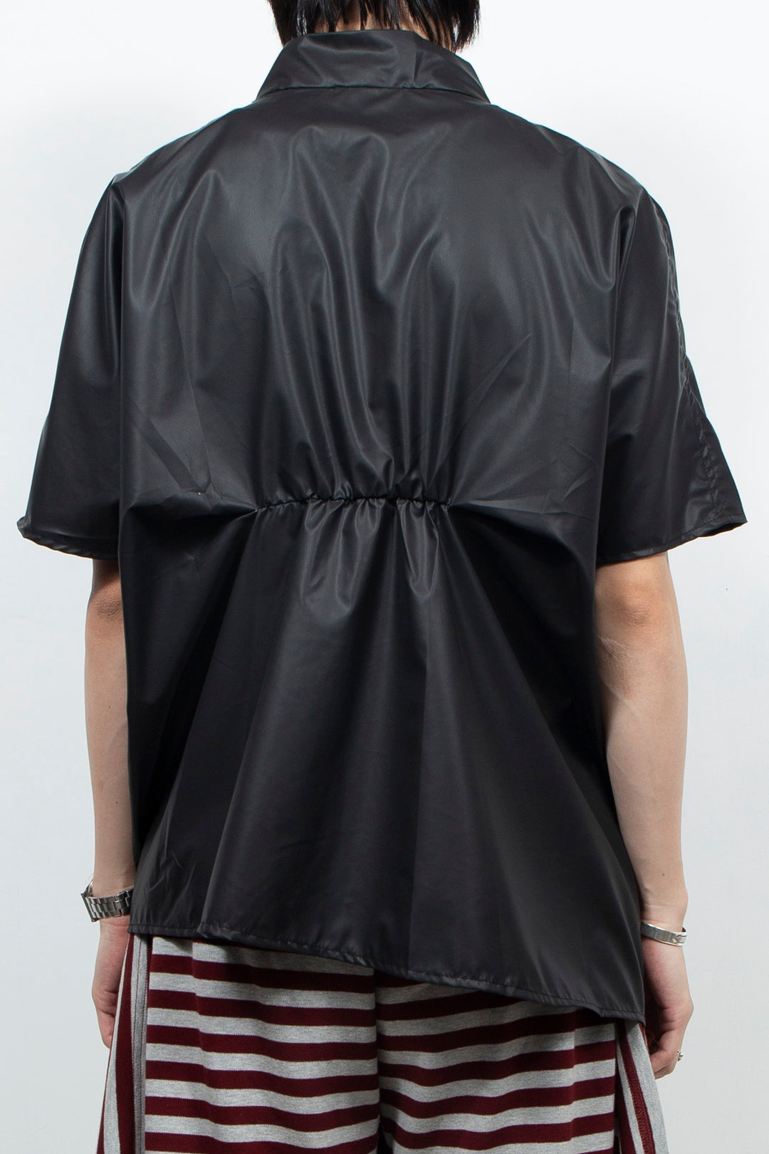 Black patent leather plastic shirt
