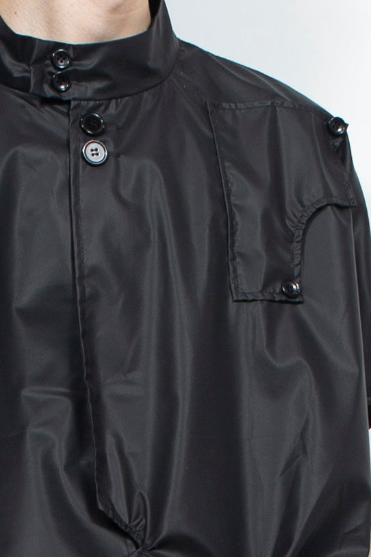 Black patent leather plastic shirt