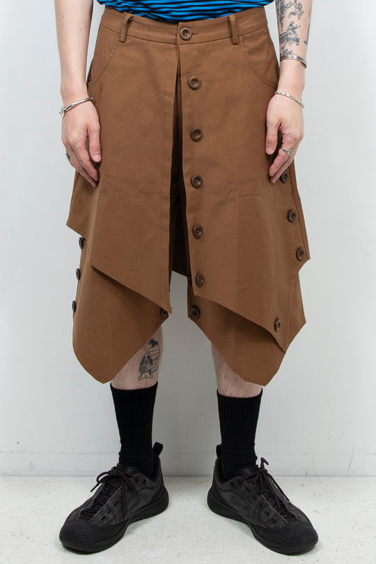 Brown deconstructive skirt pants