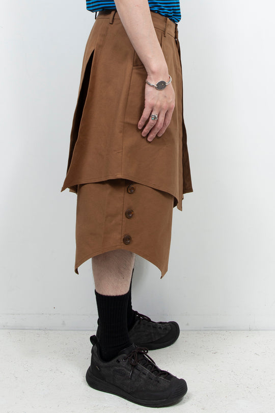 Brown deconstructive skirt pants