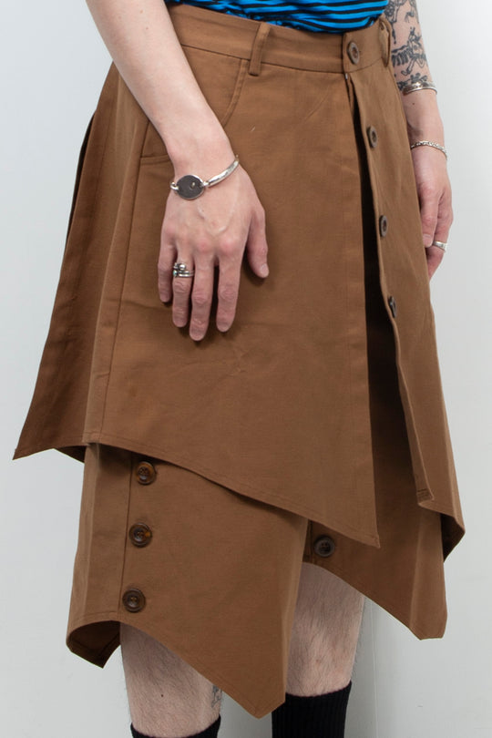 Brown deconstructive skirt pants