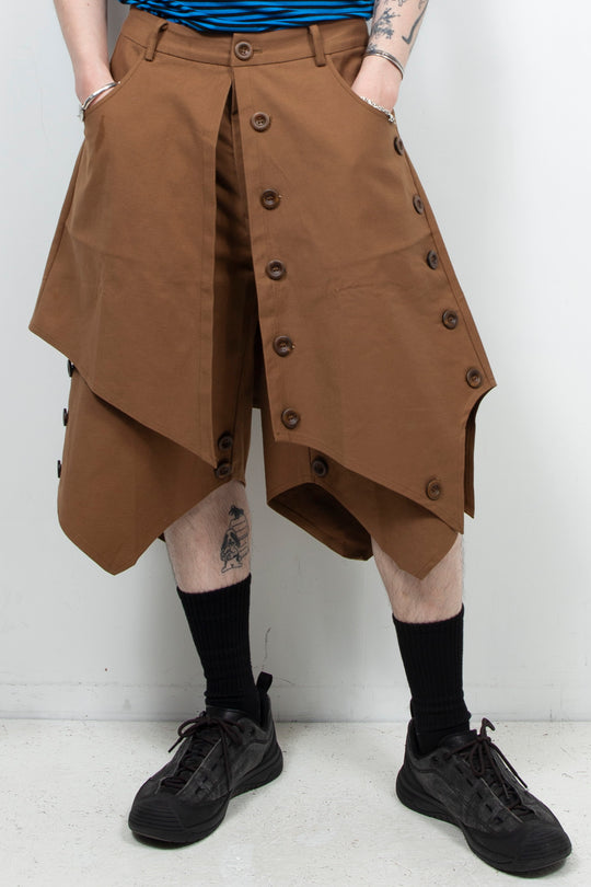 Brown deconstructive skirt pants