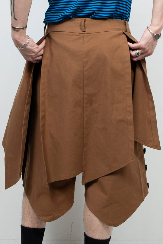 Brown deconstructive skirt pants