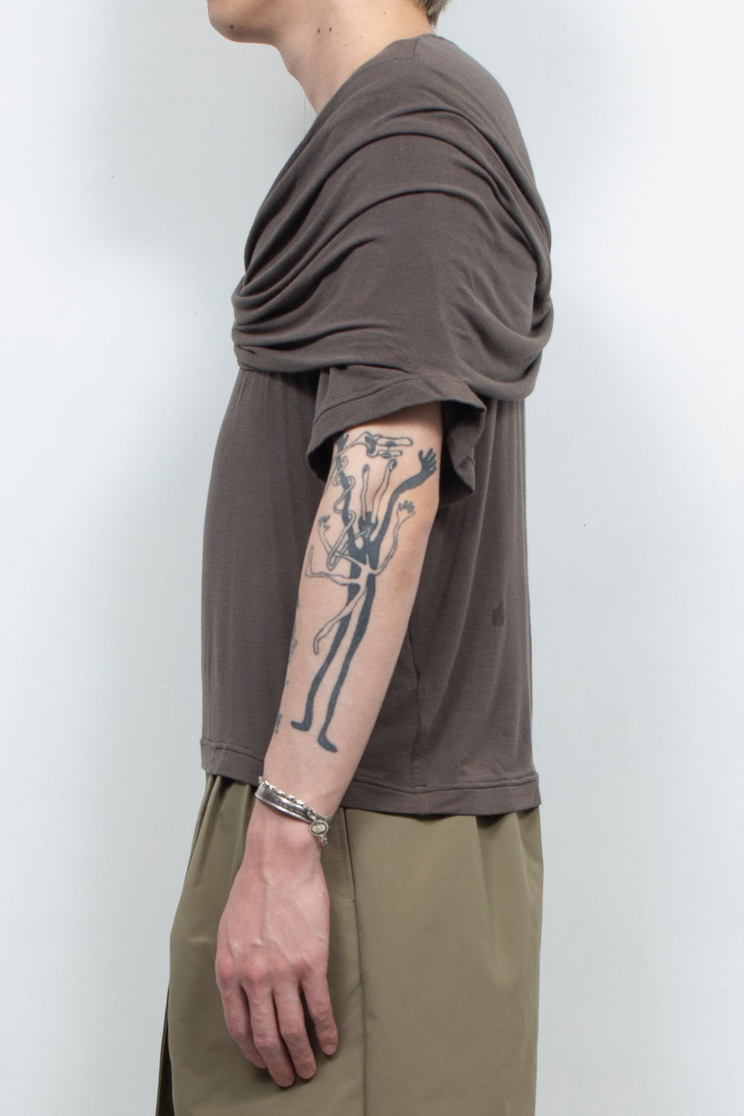 Two tone cross elastic top Gray