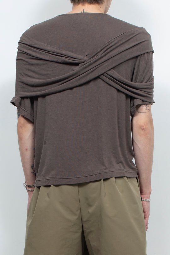 Two tone cross elastic top Gray