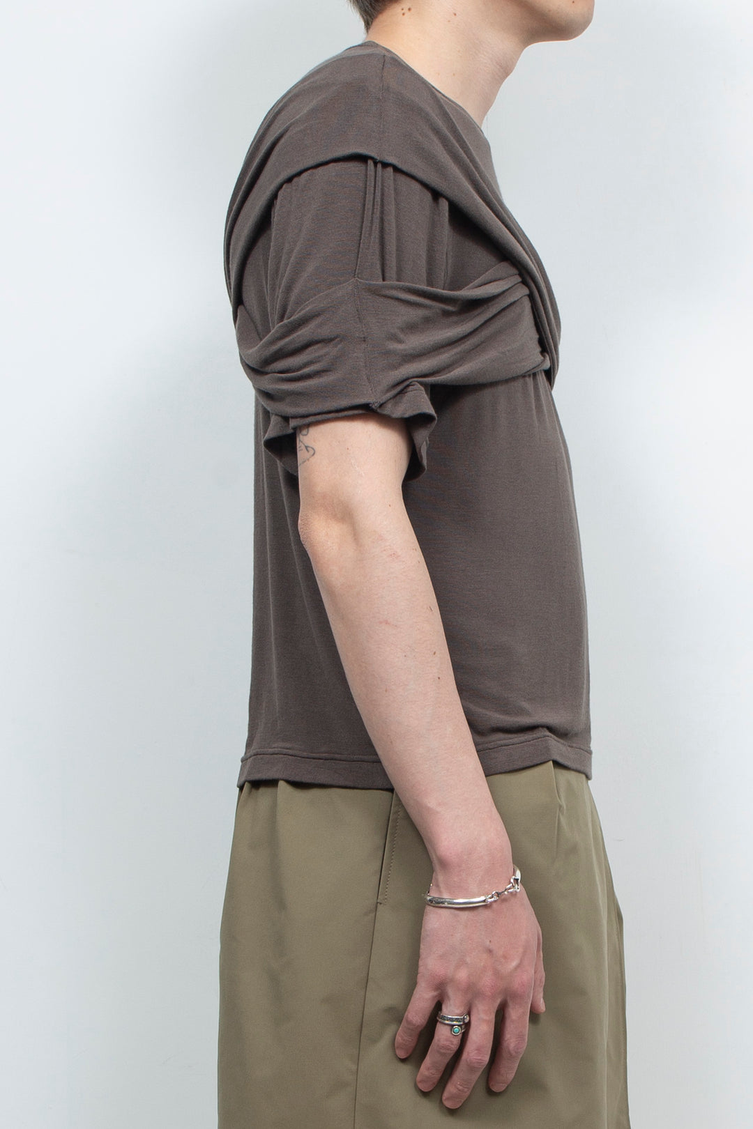 Two tone cross elastic top Gray