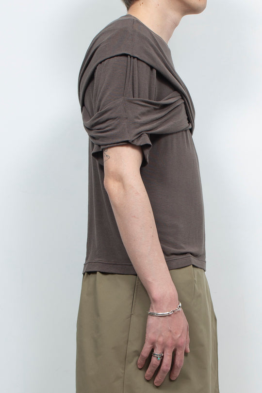 Two tone cross elastic top Gray