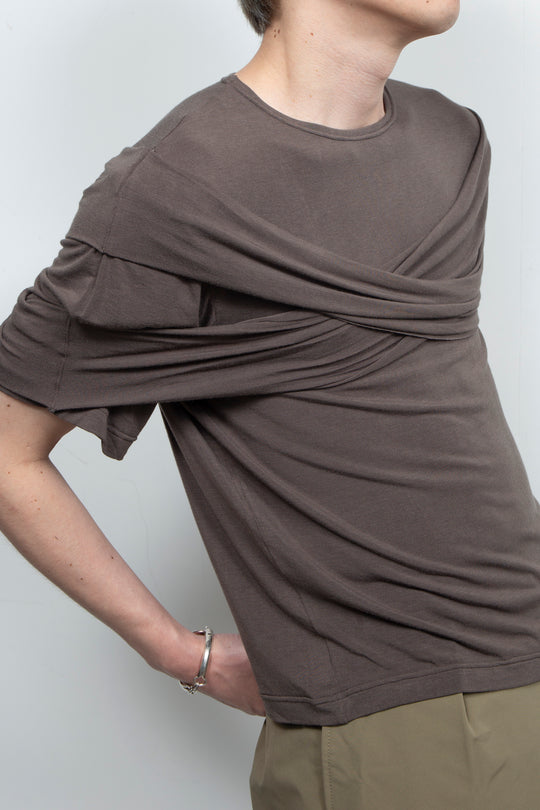 Two tone cross elastic top Gray
