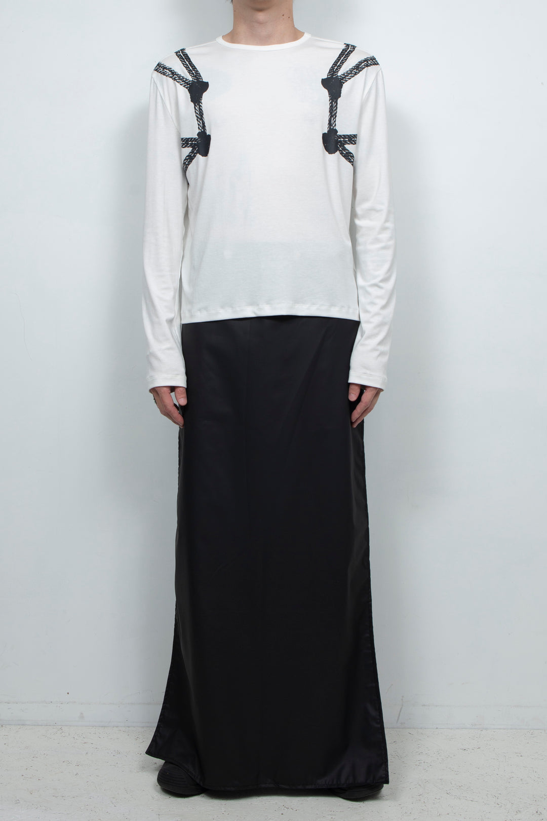 White drawstring printed top