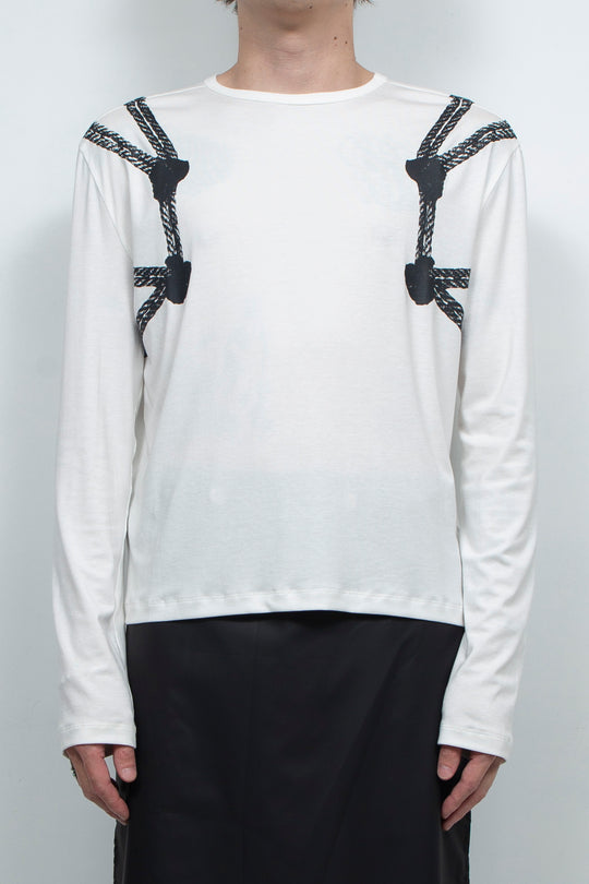 White drawstring printed top
