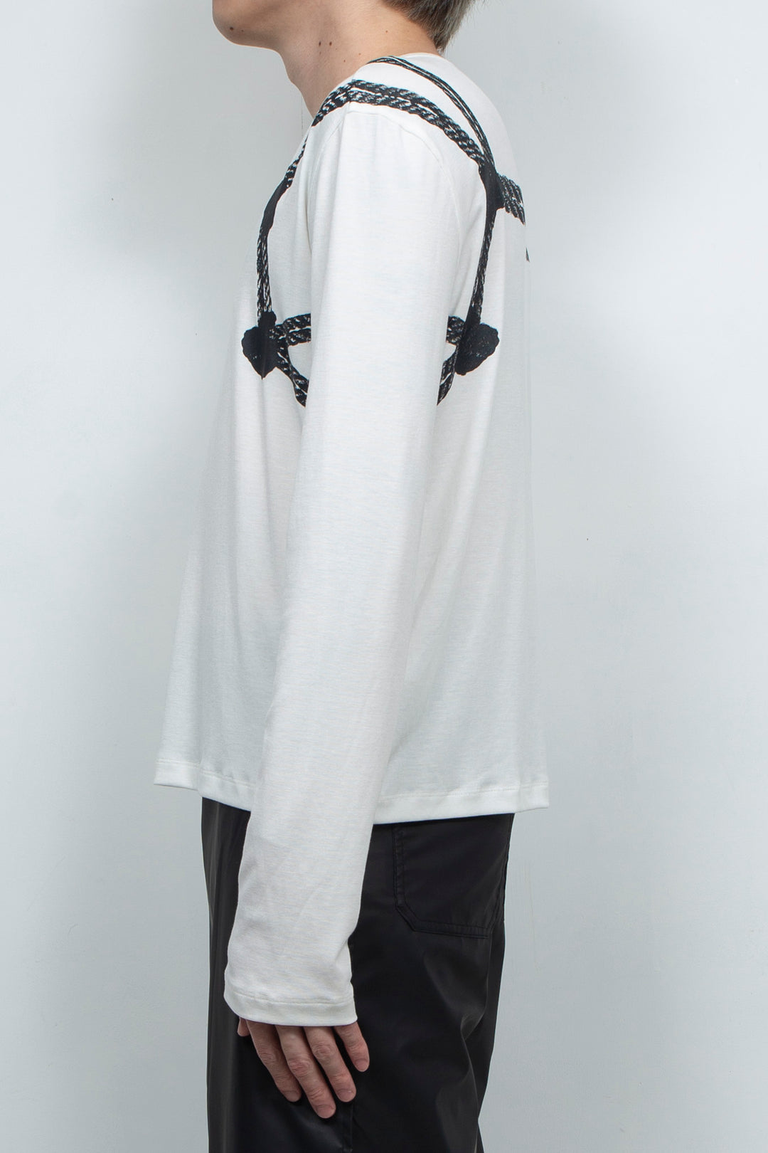 White drawstring printed top