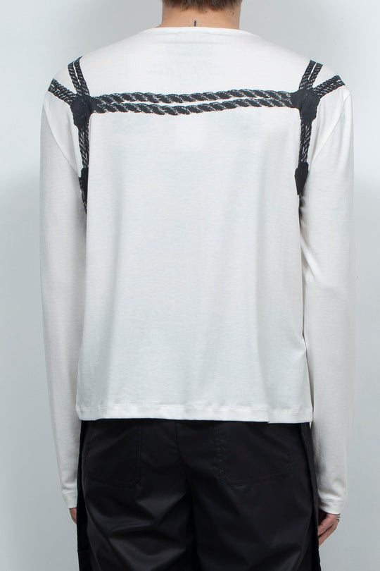 White drawstring printed top