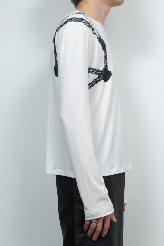 White drawstring printed top