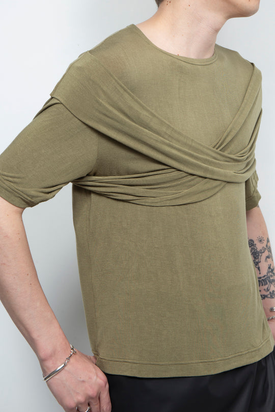 Two tone cross elastic top Yellow