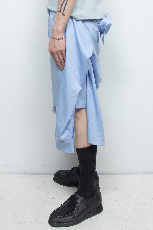 Light blue two piece shirt with strap shorts