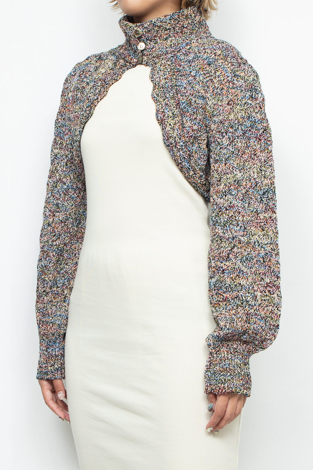 Cropped wavy knit cardigan Fireworks