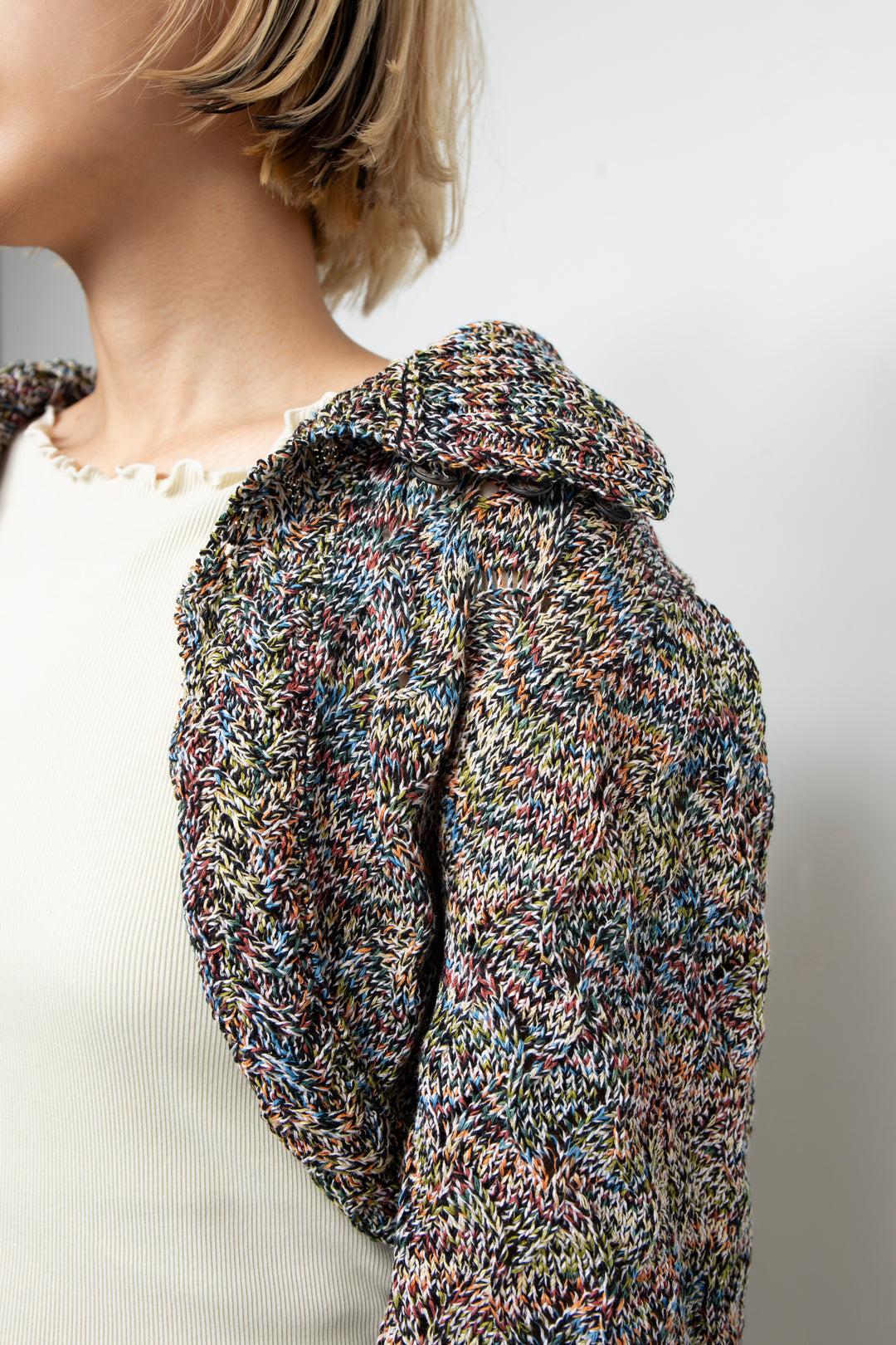 Cropped wavy knit cardigan Fireworks