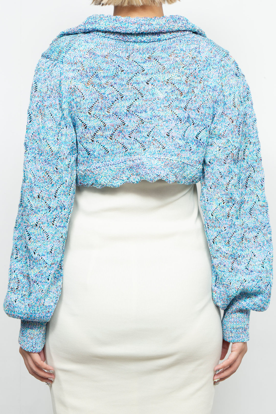 Cropped wavy knit cardigan Bubble