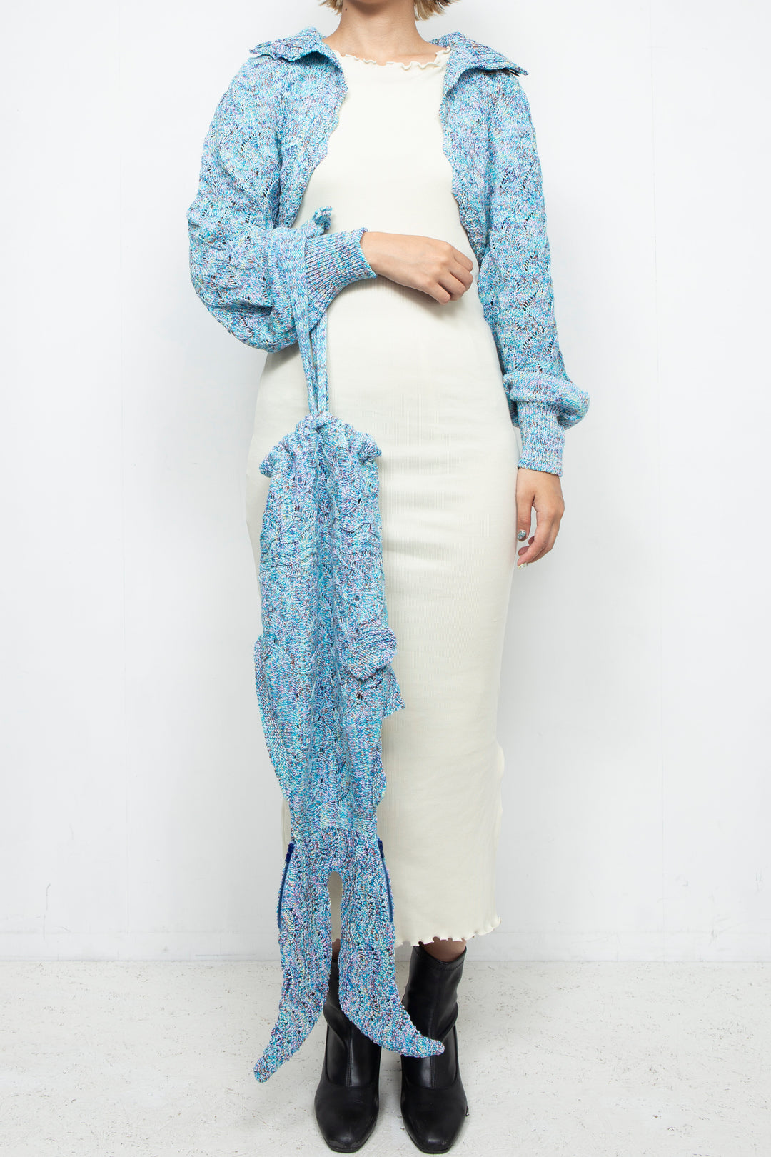 Cropped wavy knit cardigan Bubble