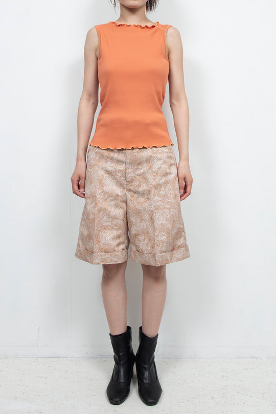 Paisley-print mini pocket shorts Beige
