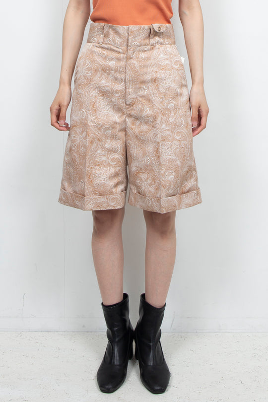 Paisley-print mini pocket shorts Beige