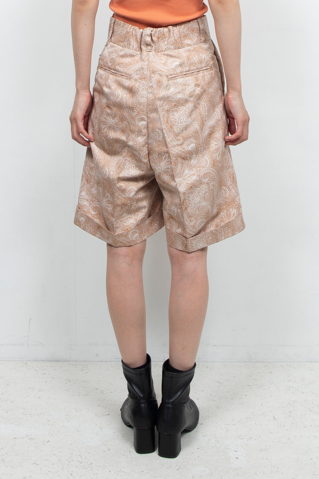 Paisley-print mini pocket shorts Beige