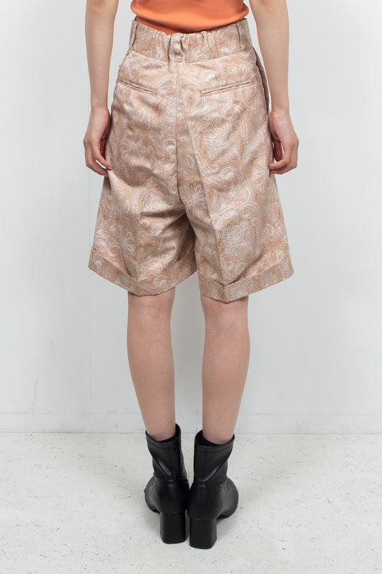 Paisley-print mini pocket shorts Beige