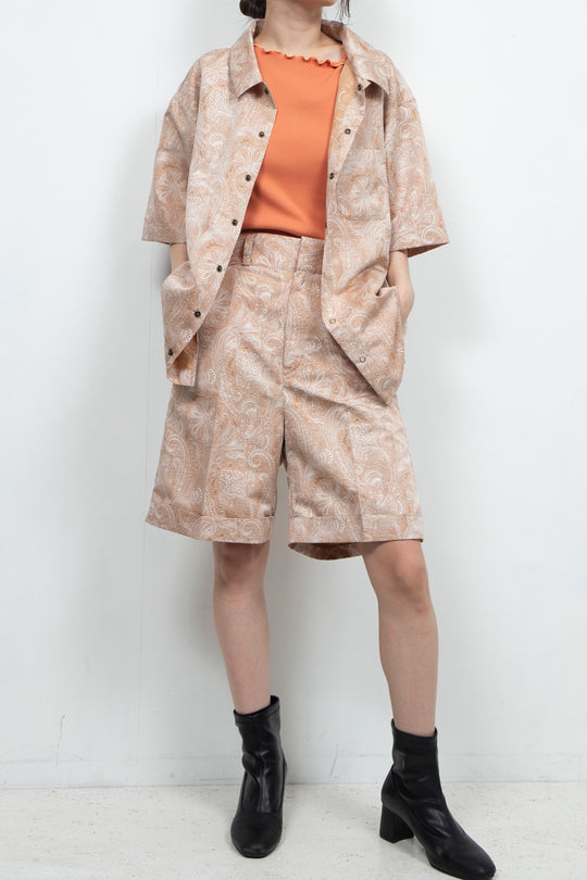 Paisley-print mini pocket shorts Beige