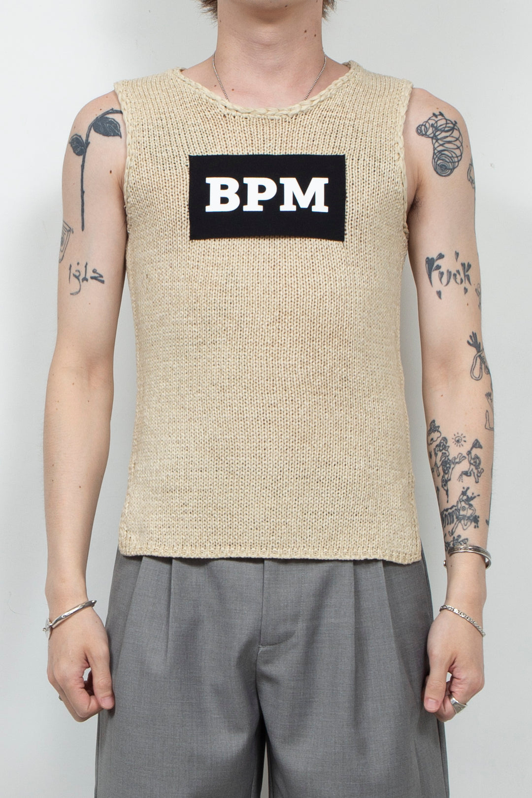 Khaki woven elastic vest