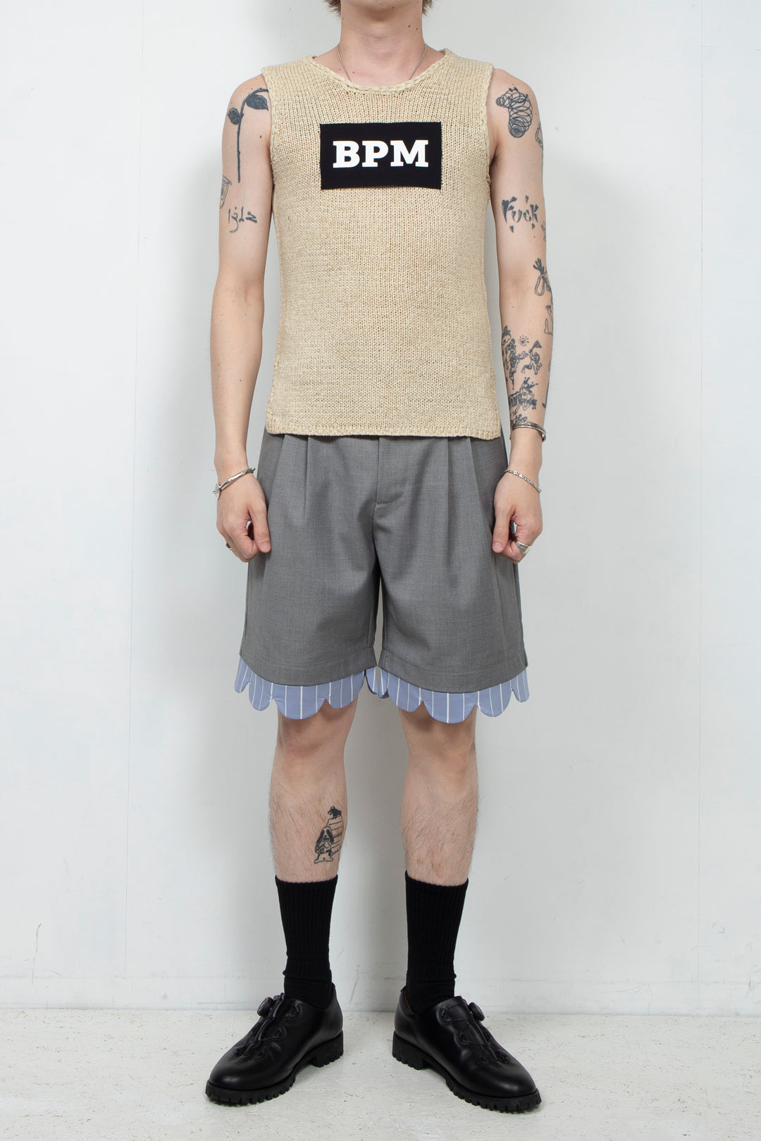 Khaki woven elastic vest