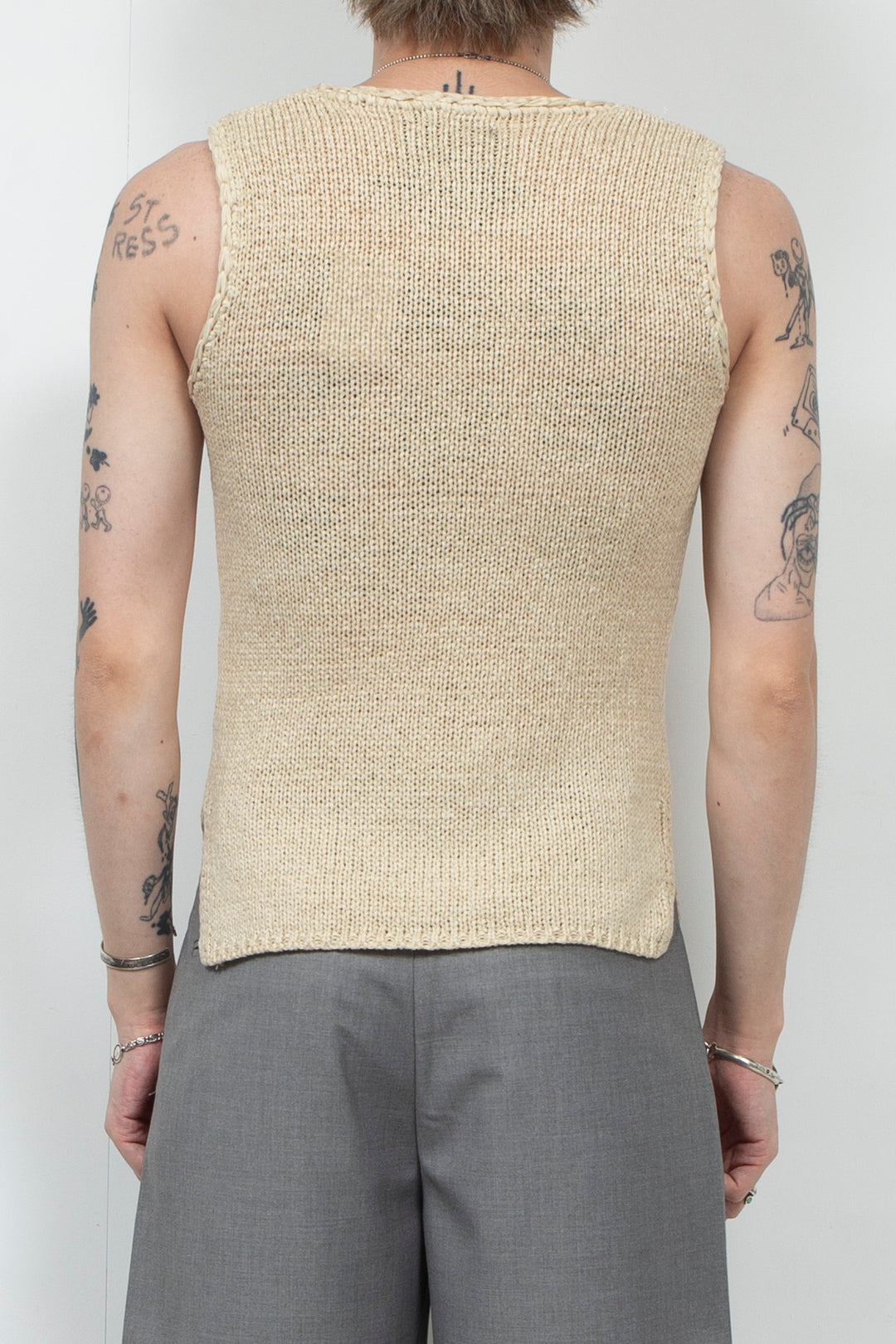Khaki woven elastic vest
