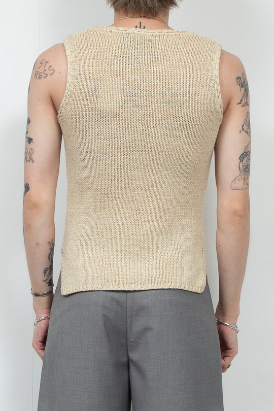 Khaki woven elastic vest