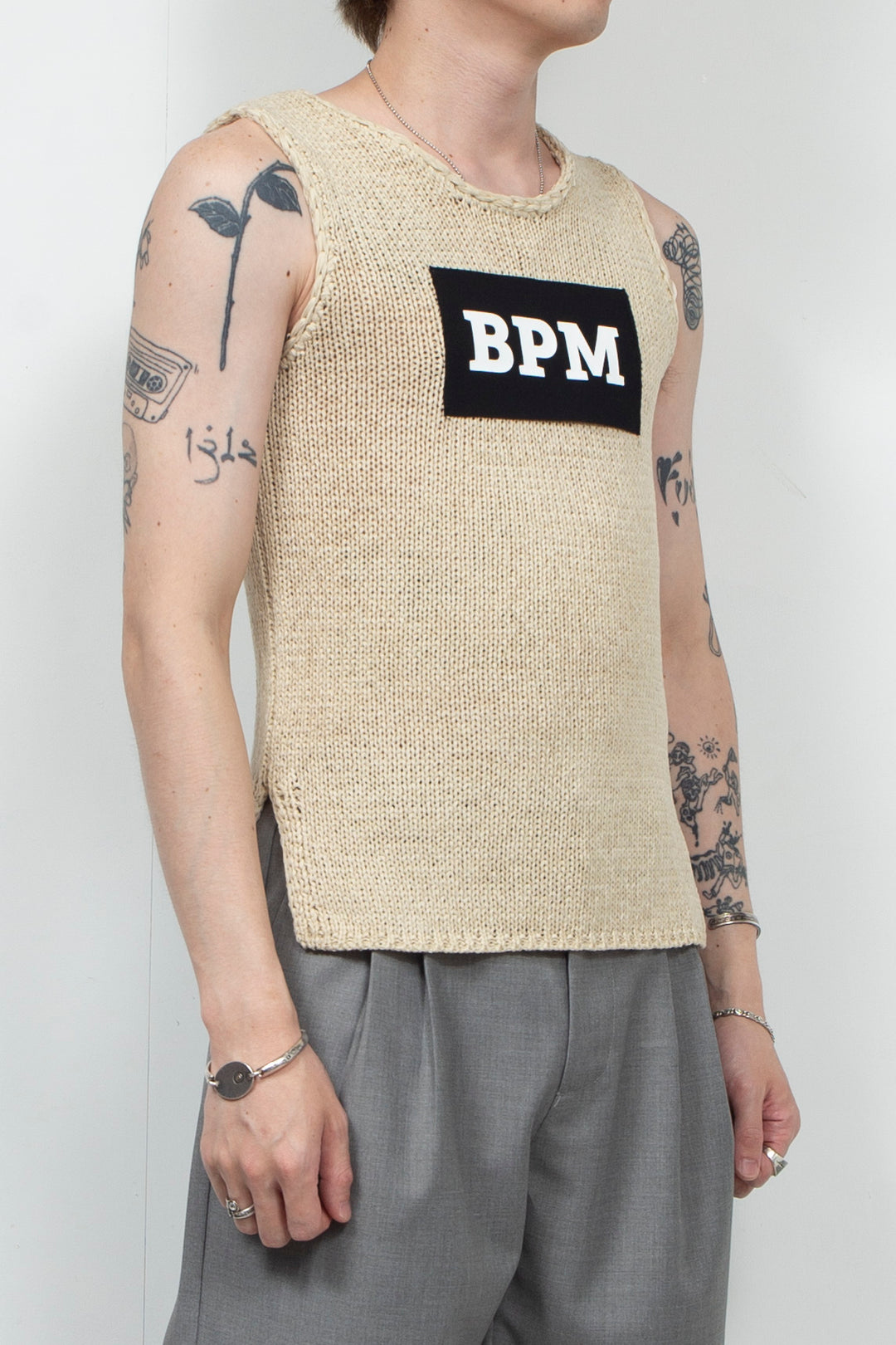 Khaki woven elastic vest