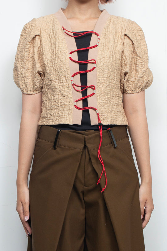 Puff short sleeve cord tops