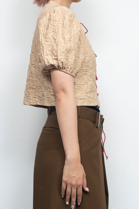 Puff short sleeve cord tops