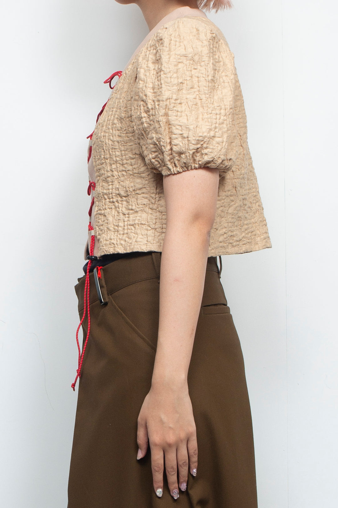 Puff short sleeve cord tops