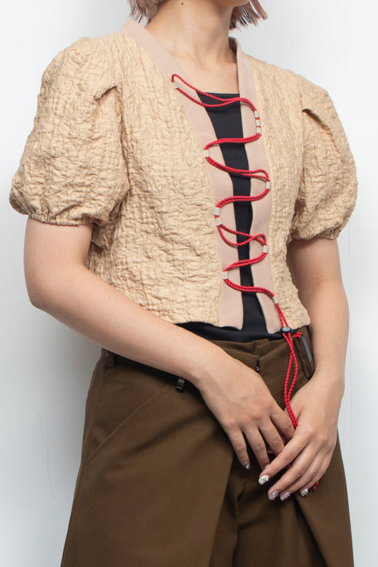 Puff short sleeve cord tops