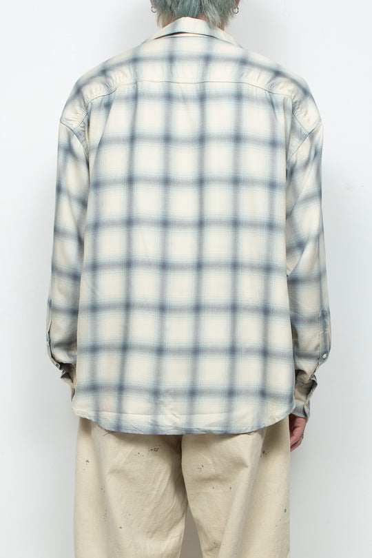 Rayon Ombre Gathered Skipper Shirt WHITE