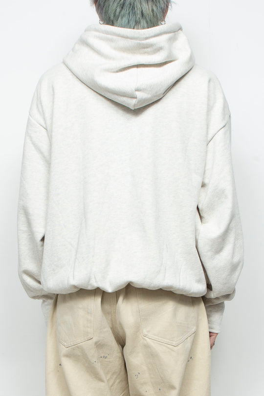 Heavyweight Gathered Hem Zip-Up Hoodie GREY