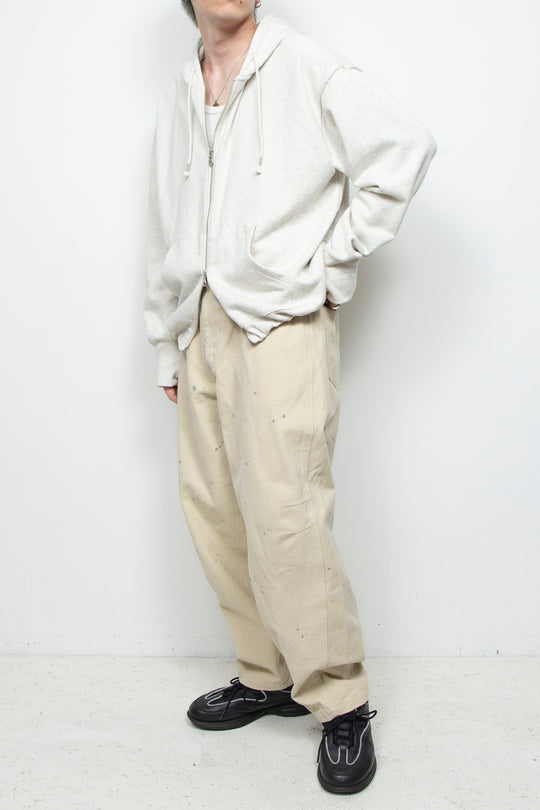 Heavyweight Gathered Hem Zip-Up Hoodie GREY