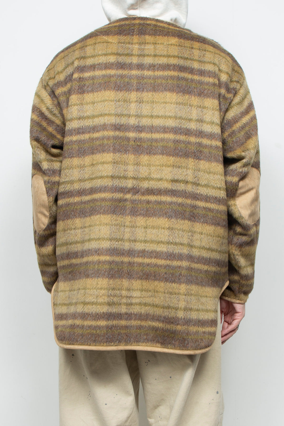 Suede Combo Shaggy Check Cardigan BROWN
