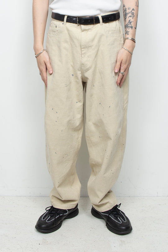 3D-Pattern Frosted Painted Barrel Chino Pants ECRU