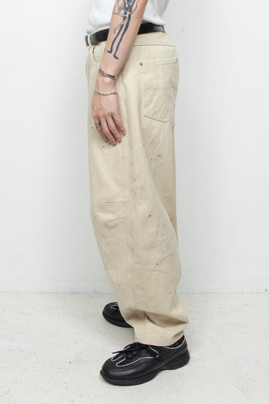 3D-Pattern Frosted Painted Barrel Chino Pants ECRU