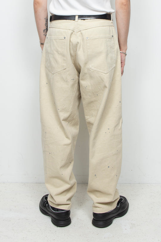 3D-Pattern Frosted Painted Barrel Chino Pants ECRU
