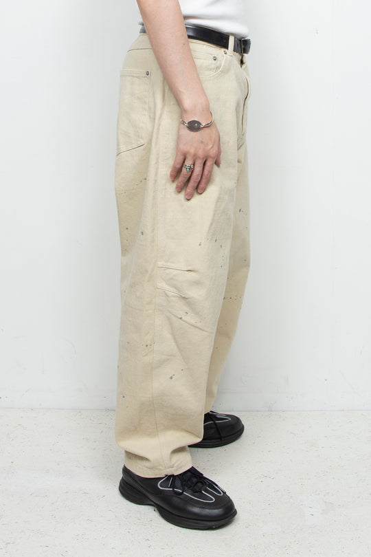 3D-Pattern Frosted Painted Barrel Chino Pants ECRU