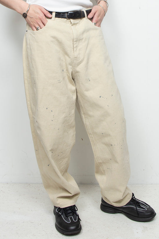 3D-Pattern Frosted Painted Barrel Chino Pants ECRU
